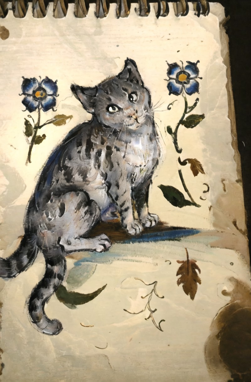 00445-447166292-masterpiece, best quality, Medievalcat,solodersrt,night，flower_ _lora_Medievalcat_0.85_,medieval, painting,sketch,scrawl.png